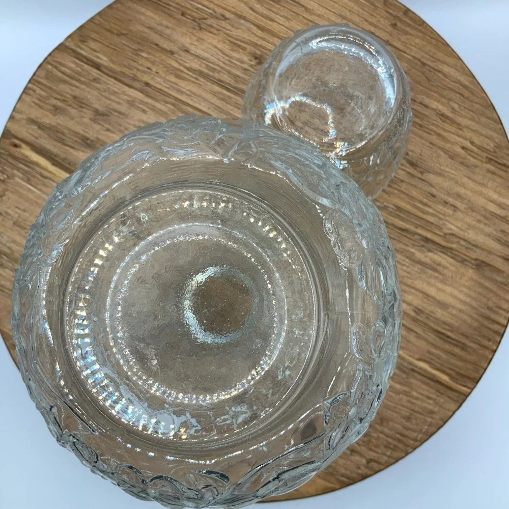 Glass Vintage Floral Design Tumble-Up or Bedside Water Carafe Set Vase - Picture 4 of 5